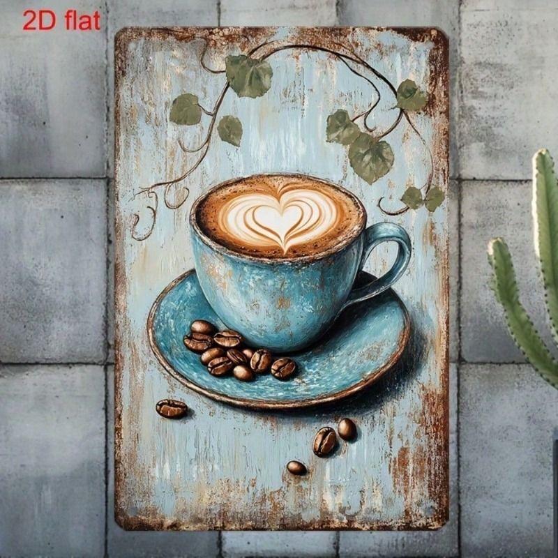 Vintage Metal Wall Art Tin Sign for Coffee Lovers Kitchen Decor Retro Vintage Metal Tin Sign Coffee Wall Art Kitchen Decor Retro