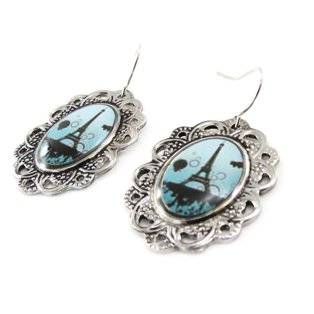 Les Trésors De Lily [J1241] - Blue 'Eiffel Tower' Designer Earrings