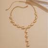 Irregular Baroque Y-shaped Collarbone Chain Cold Wind Flat Water Drop Pendant Necklace Female