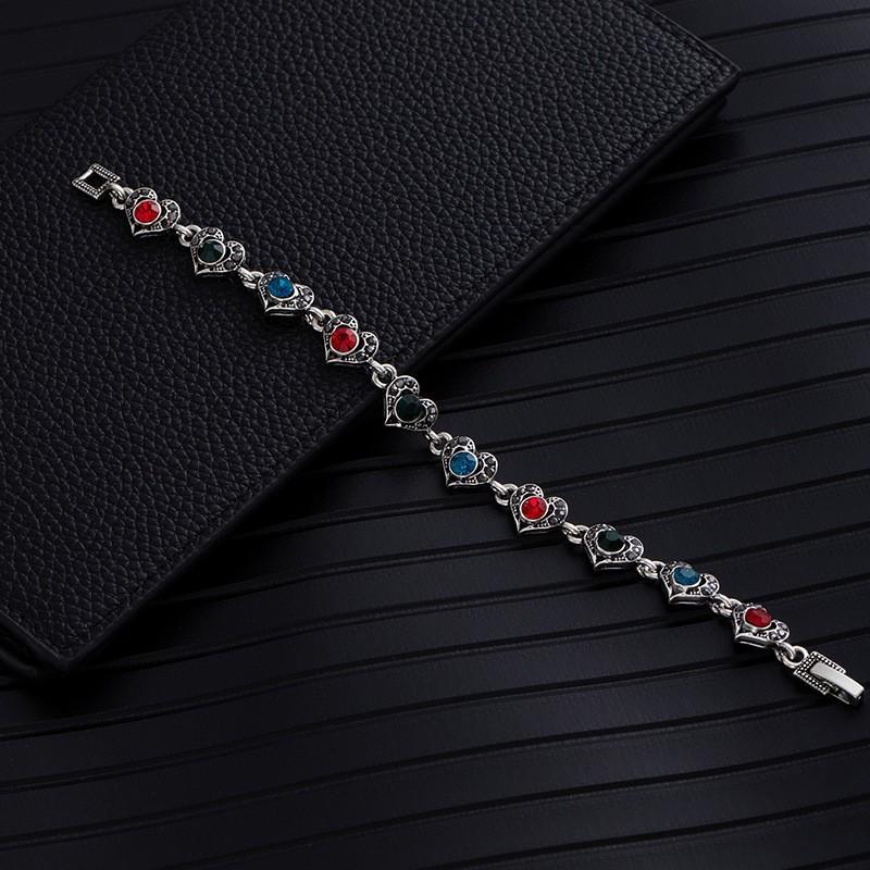 Vintage Western Geometric Bracelet Women'S Premium Ethnic Style Emerald Bracelet Elegant Flower Bracelet Jewelry