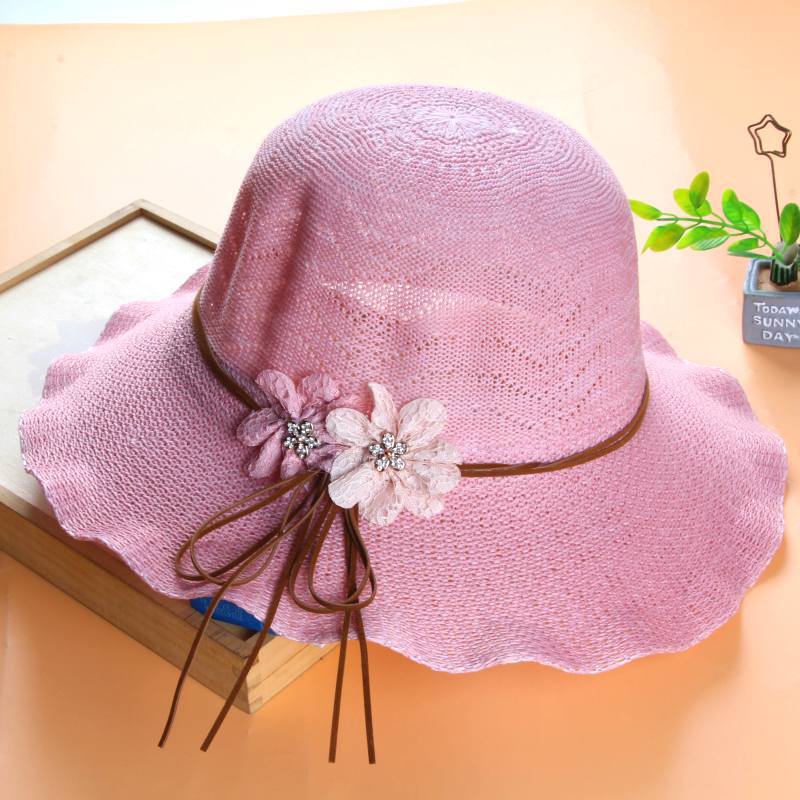 Hat Women's Summer Sun Protection Visor Lafite Straw Hat Fashion Middle-aged and Elderly Mother Sun Hat Big Brim Bucket Hat
