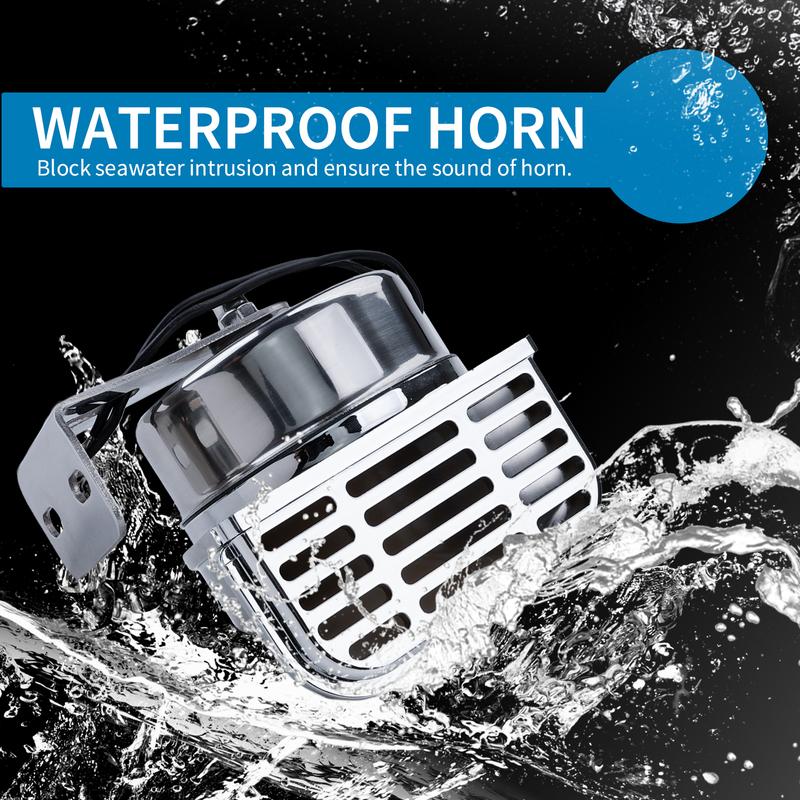 FARBIN 12V Marine Snail Electric Horn 304 Stainless Steel Super Loud Car Horn Waterproof Warning Electric Horn For Speedboat Car