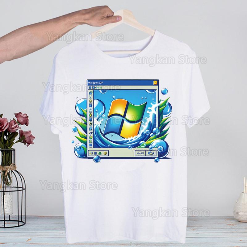 Frutiger Aero Harajuku T-skjorter Sommer Menn/Kvinner Hip Hop Morsom Trykk T-skjorte Streetwear T-skjorte Kortermet Tee Topp
