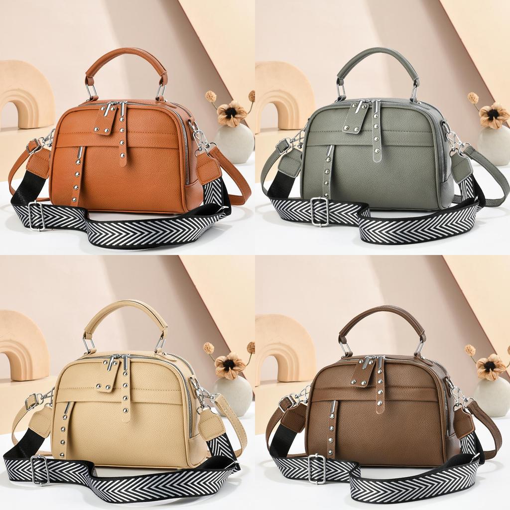Pu Leather Shoulder Bag With Zipper Pockets And Adjustable Strap For Daily Use