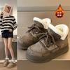 Thick fleece thick-soled snow boots women's shoes sports wind 2025 new autumn and winter warm cotton shoes fleece board shoes flat bottom