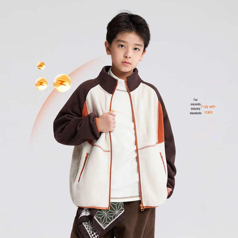 Zuoxi Boys Anti-static Stand-up Collar Fleece Jacket 120