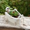 Skull Bathtub Flower Pot Halloween Decor Creative Garden Sculpture Ghost Head Planter Home Ornament Unique Gift