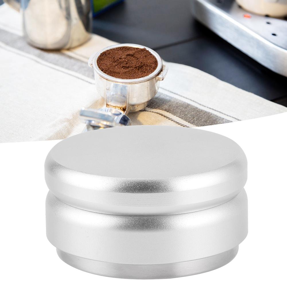 Verstellbarer Kaffeetamper aus Edelstahl Flache Basis Kaffeepulververteiler Nivellierwerkzeug für Zuhause Büro Silber