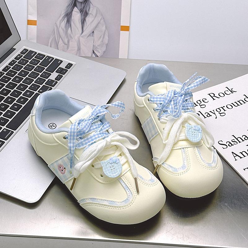 Cute Plaid Puff Little White Shoes Women's Shoes New Summer Niche Original Design Thin Versatile
