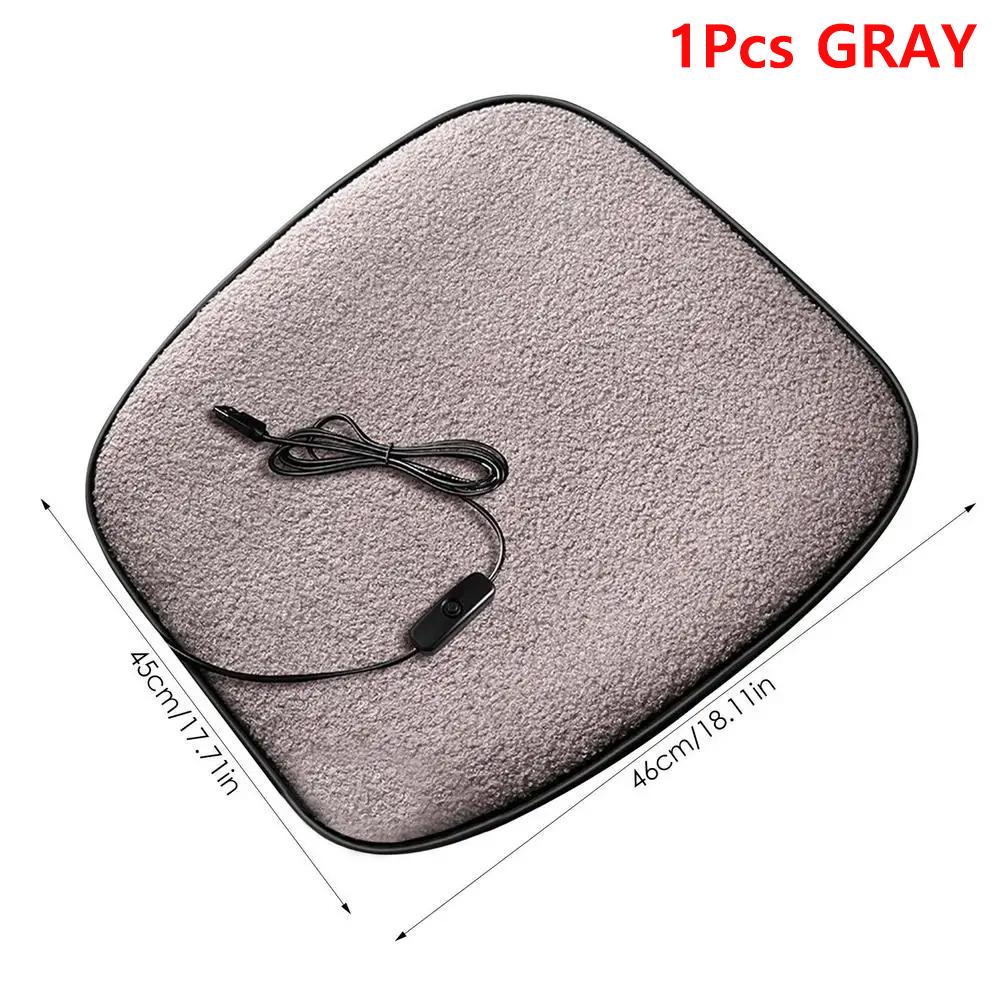 USB Heated Seat Cushion Winter Lambswool Heating Warm Car Seat Cushion For Office Home Use 5V 12W Thermostat Heating Cushion