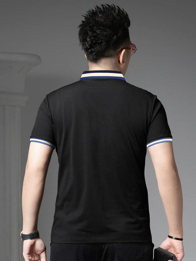 European Summer Short-Sleeved Polo Shirt for Men 2025 New Trendy Embroidered Lapel T-Shirt Men's Casual Top
