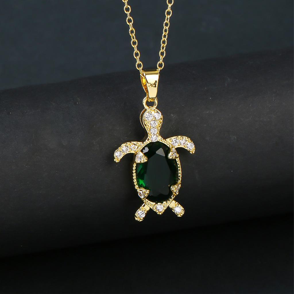 Light Luxury Crystal Zirconia Sea Turtle Necklace Fashion Animal Pendant Choker Daily Jewelry Party Gifts For Women Girls