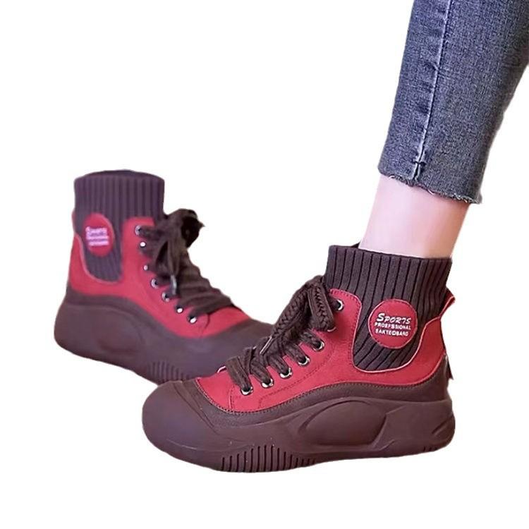 Casual Versatile Retro Short Boots 2025 Autumn and Winter New Low Boots Fashion Lace-up Soft Sole Round Head High-top Shoes Women