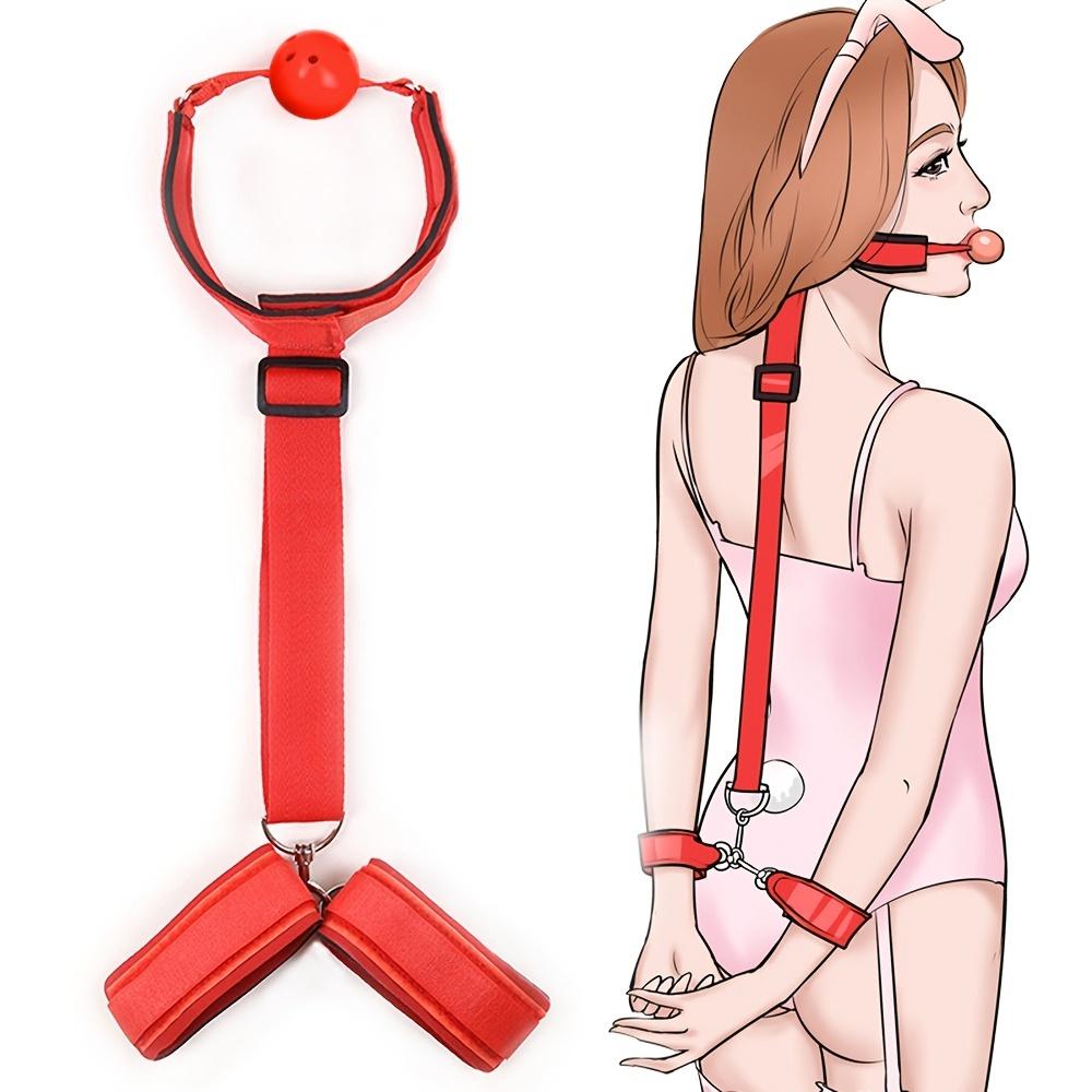 Bondage 1 Bdsm Set Of Restraint Kit Mouth Ball Gag Restraint Set Handcuffs Female And Couple Adult Sex Toys Erotic Game Accessories