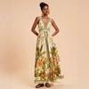 European, American and American Summer V-neck Positioning Printing Back Winning Fashion Dress D05