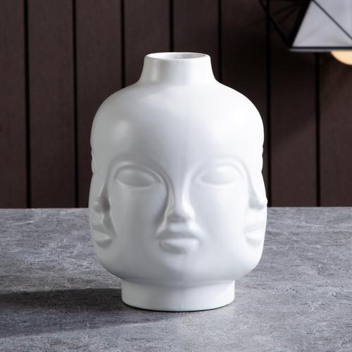 Nordische Keramik-Gesichtsvase Modernes Wohnzimmer Lippenblume Leichter Luxus Ausdruck Halbes Gesicht Dekoration Heimdekorationszubehör