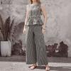 ZANZEA Women Sleeveless Vest Tops and Pants Summer Two Piece Suit Sets