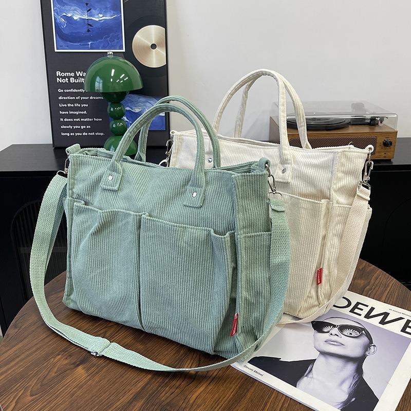 Casual simple shoulder tote bag messenger bag women's large-capacity corduroy women's new handbag