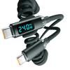 Digital Display  Spring Cable Retractable Type-C C To Type-C Fast Charging Cable for Iphone 11 16 17 Samsung Redmi Huawei Xiaomi