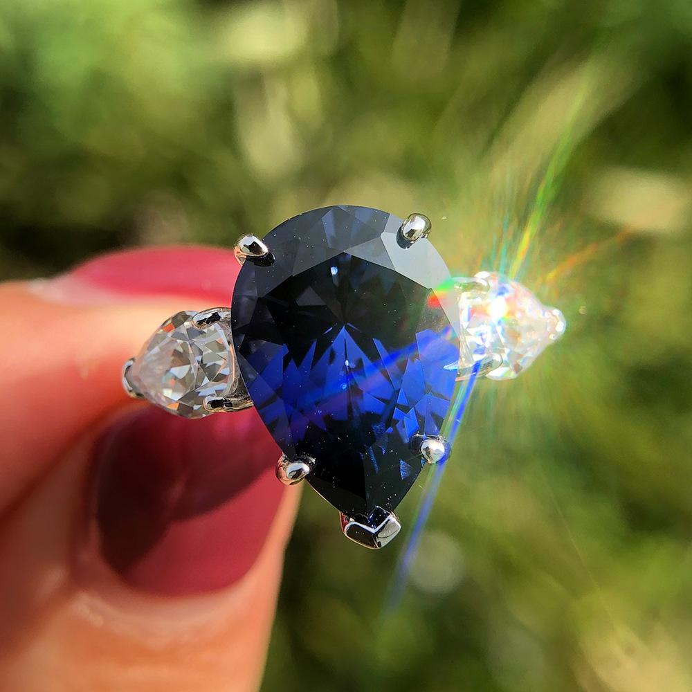 Gica Gema Silber 925 Schmuck Klassische Personalisierte Wasser Tropfen blau Ring Für Frauen Weibliche Edlen Schmuck Modische High Grade Geschenk Hochzeit Engagement