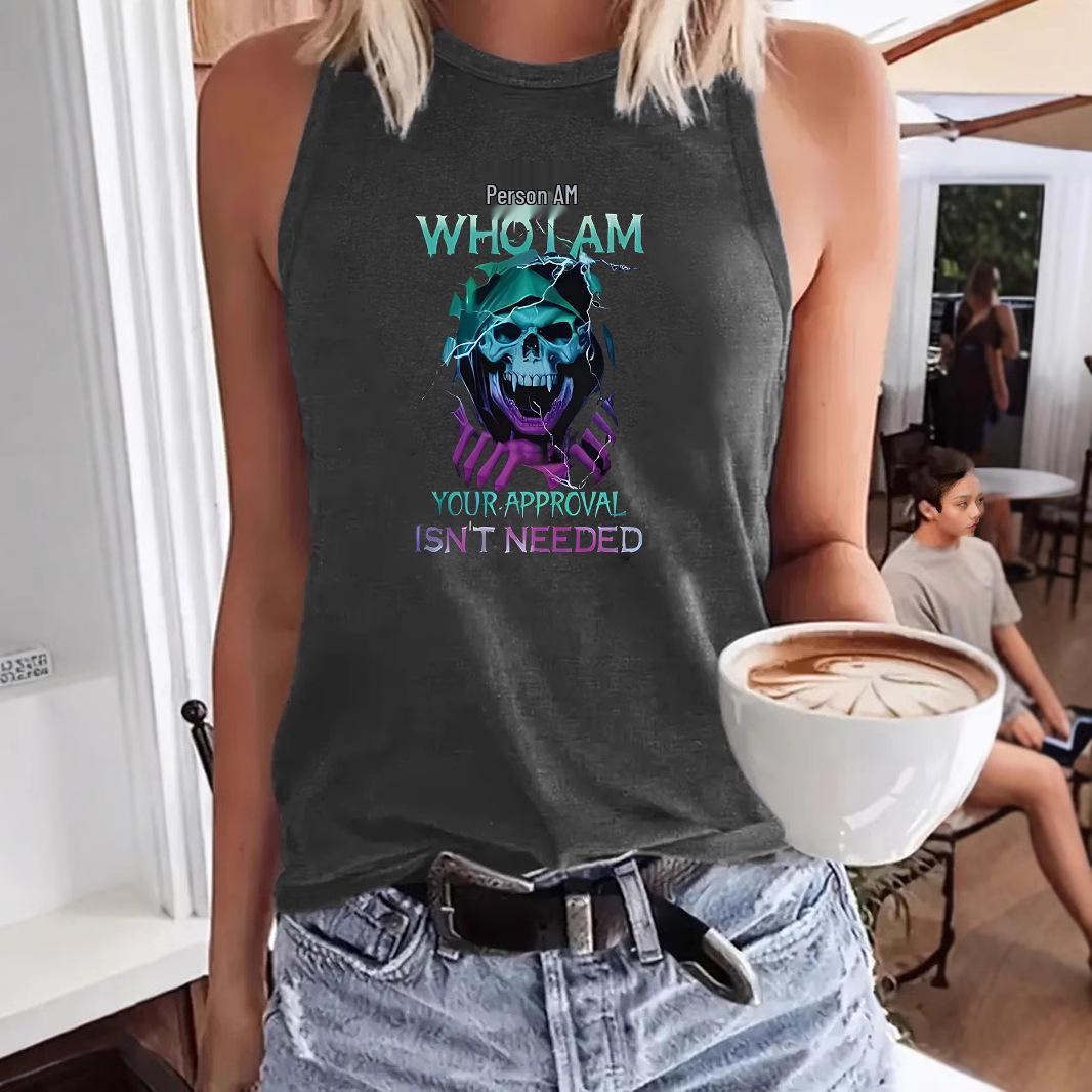 

Trendy Skull Pattern Women s Plus Size Loose Tank Top XL темно-сірий