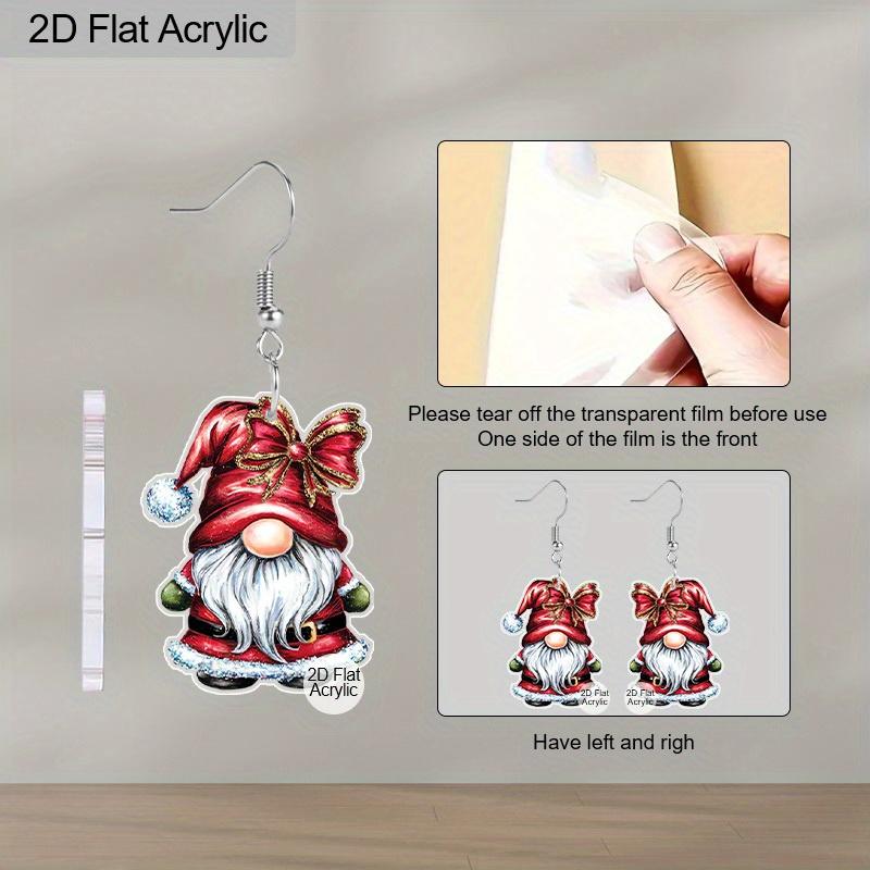Christmas Gift Acrylic Women Fashion Drop Earrings, Cute Blue & Red Gnome Shape Design Earrings Great Gift for Friends
