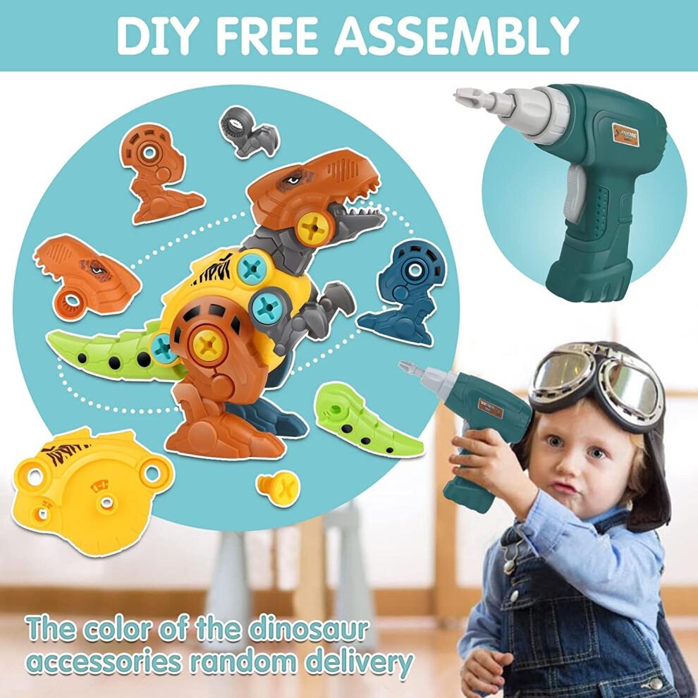 Take Apart Dinosaur Toys Kit with Storage Box – DIY Electric Drill STEM Build Set for Kids (T-Rex, Triceratops, Velociraptor, Centrosaurus)
