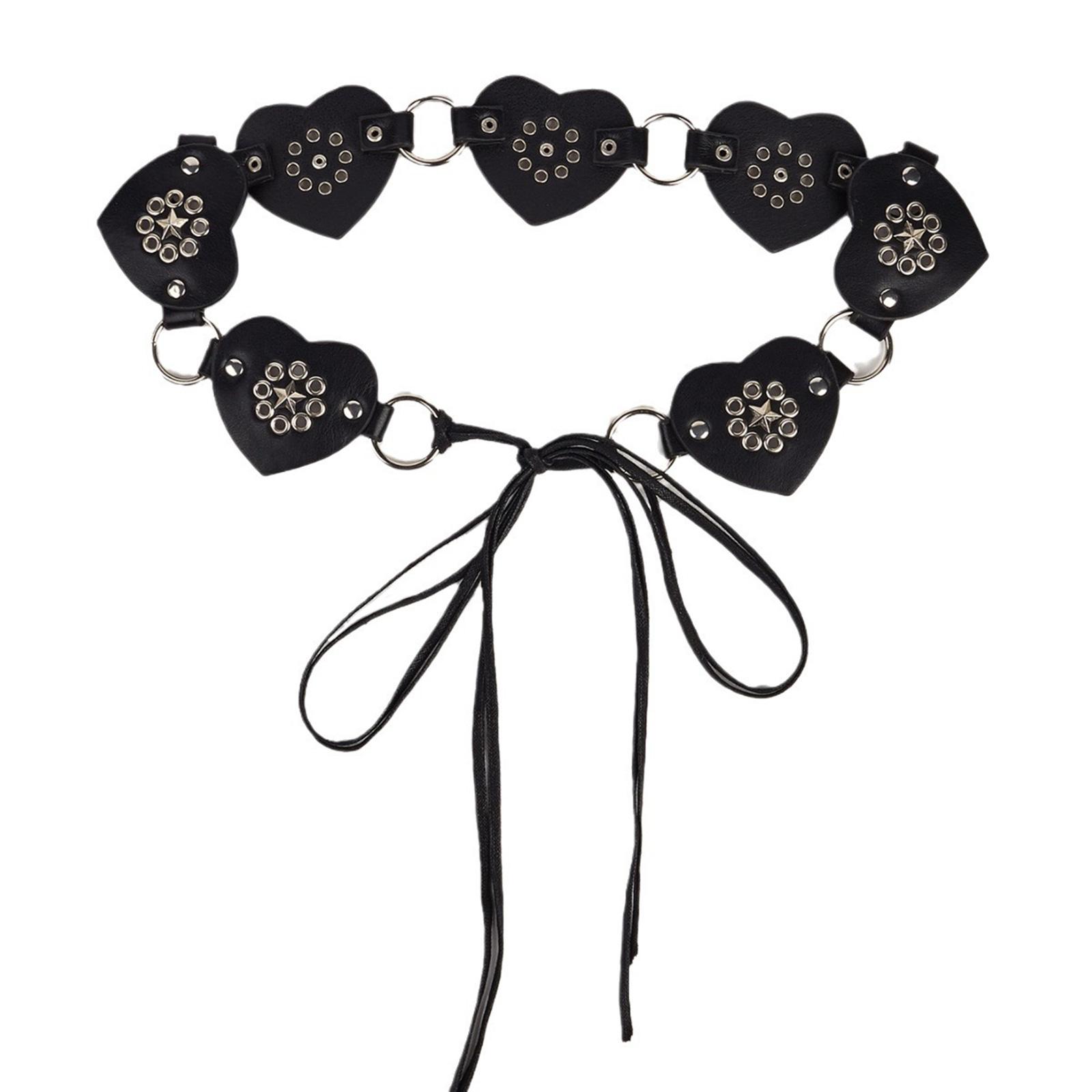 

Ремень в форме полого сердца, эстетичный пояс с заклепками и шипами, готический стиль, пояс для брюк, пояс для девушек 2000 года, женские классные украшения для талии