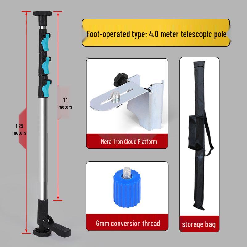 Telescopic Rod for Ceiling Support with Spirit Level and Infrared Bracket