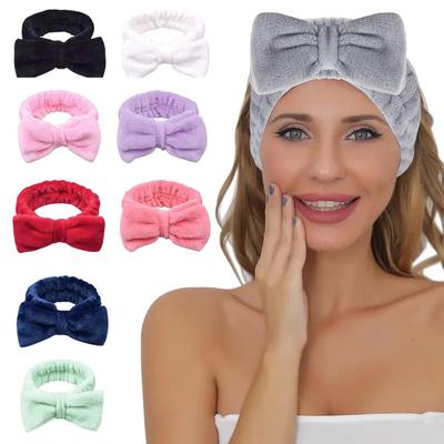 Leopard Print Coral Velvet Hair Band Plush Bow Headband Cute Solid Color Women's Hair Accessories for Face Washing
