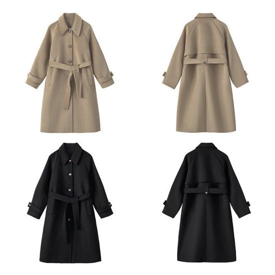 Podzimní zimní dámská bunda s páskem Silný volný rozepínací límec OL na dojíždění