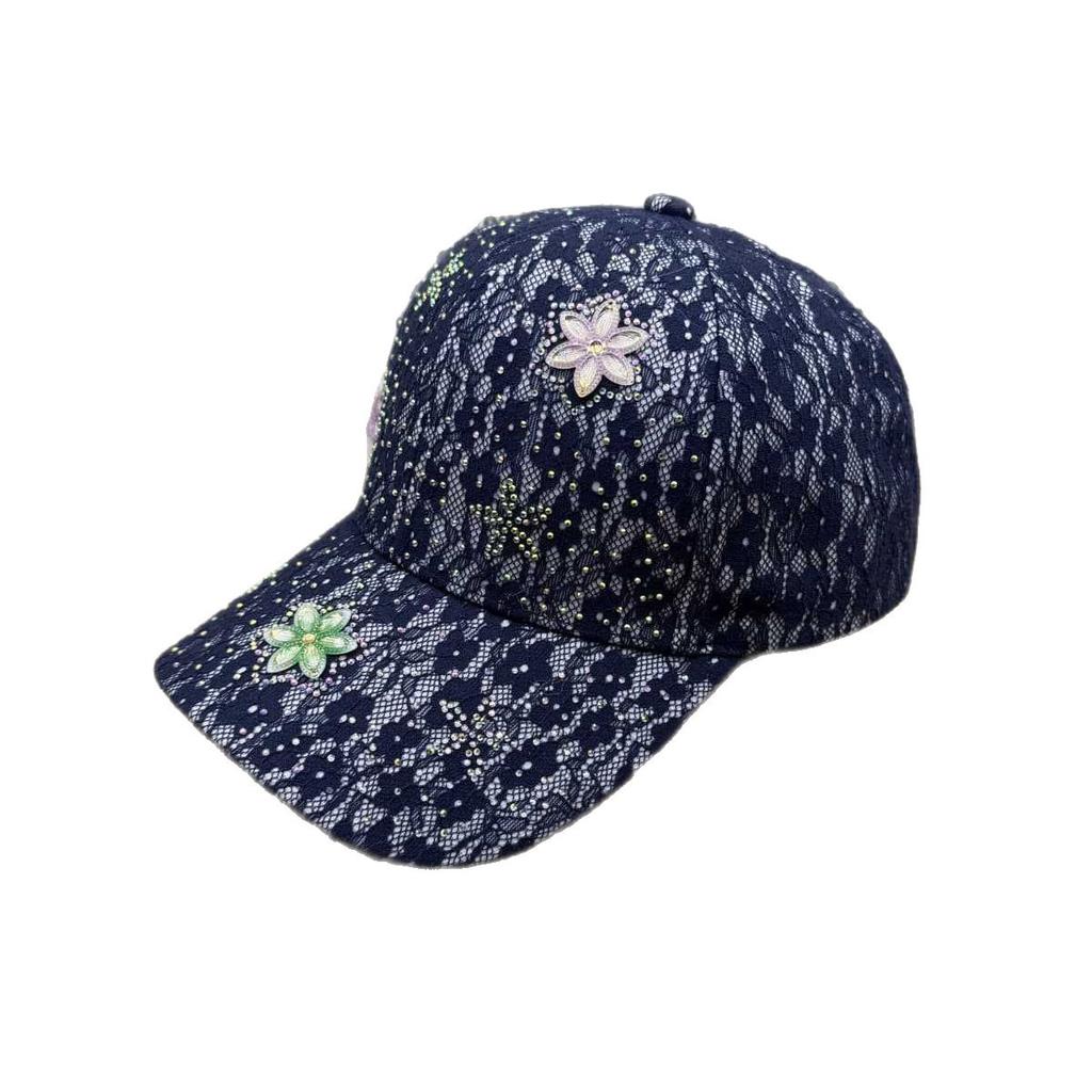 Light and breathable lace cap, hot diamond flower design, comfortable outdoor travel versatile sunshade baseball cap