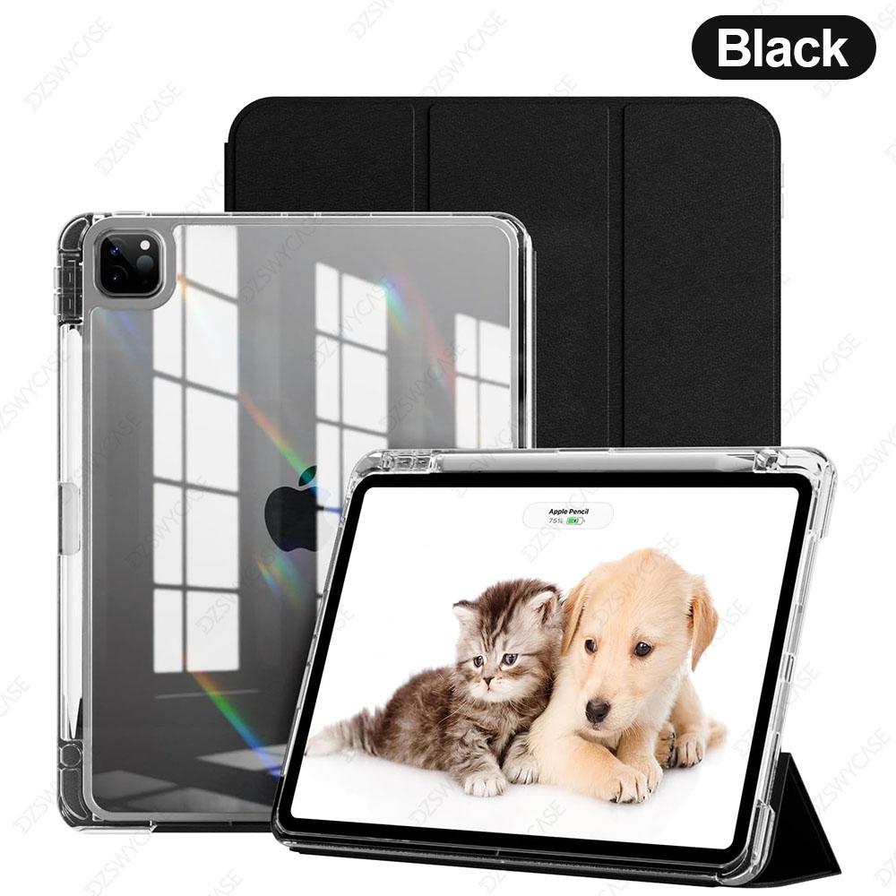 Hoes voor iPad Air 13 inch M4/M3/M2, voor iPad Pro 12,9 inch 6e/5e/4e/3e Gen - met Potloodhouder, Automatische Slaap/Wekfunctie zwart
