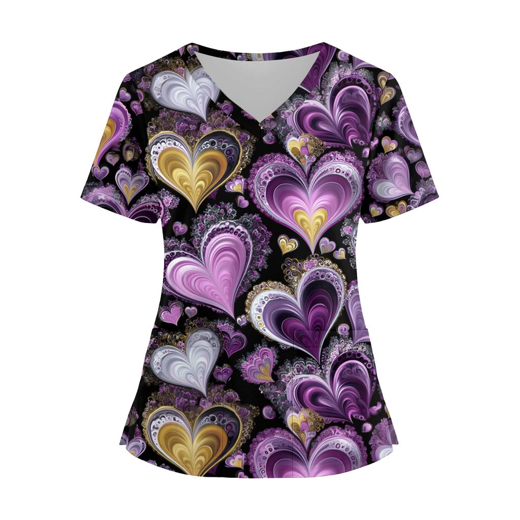 Salopetă de modă pentru femei cu mânecă scurtă și decolteu în V, cu buzunare, topuri cu imprimeu, haine