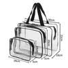 Portable 3-Piece PVC Transparent Cosmetic Bag Set – Large Capacity Waterproof Travel Toiletry Organizer