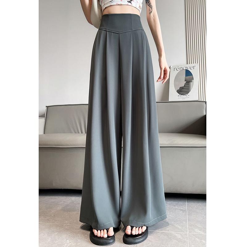 Spring Summer Lady Korean Solid High Waist Pants Girls Wide Leg Suit Trousers Women Slim Fit Comfortable Daily Slacks