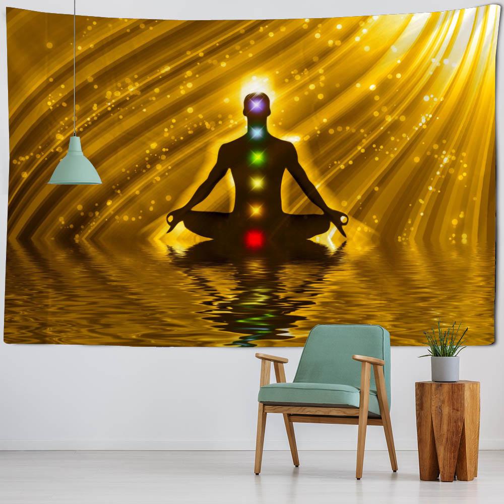 Psychedelic Scene Tapestry Meditation Buddha Chakra Wall Hanging Boho Hippie Witchcraft TAPIZ Sci-Fi Skull Art Room Home Decor