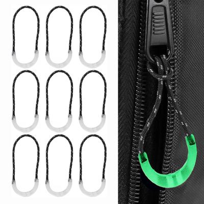 1/5Pcs Luminous Zipper Pulls Cord Extender PVC Slider Head DIY Repair Kit Bags Clothes Backpacks Zipper Rope Sewing Supplies