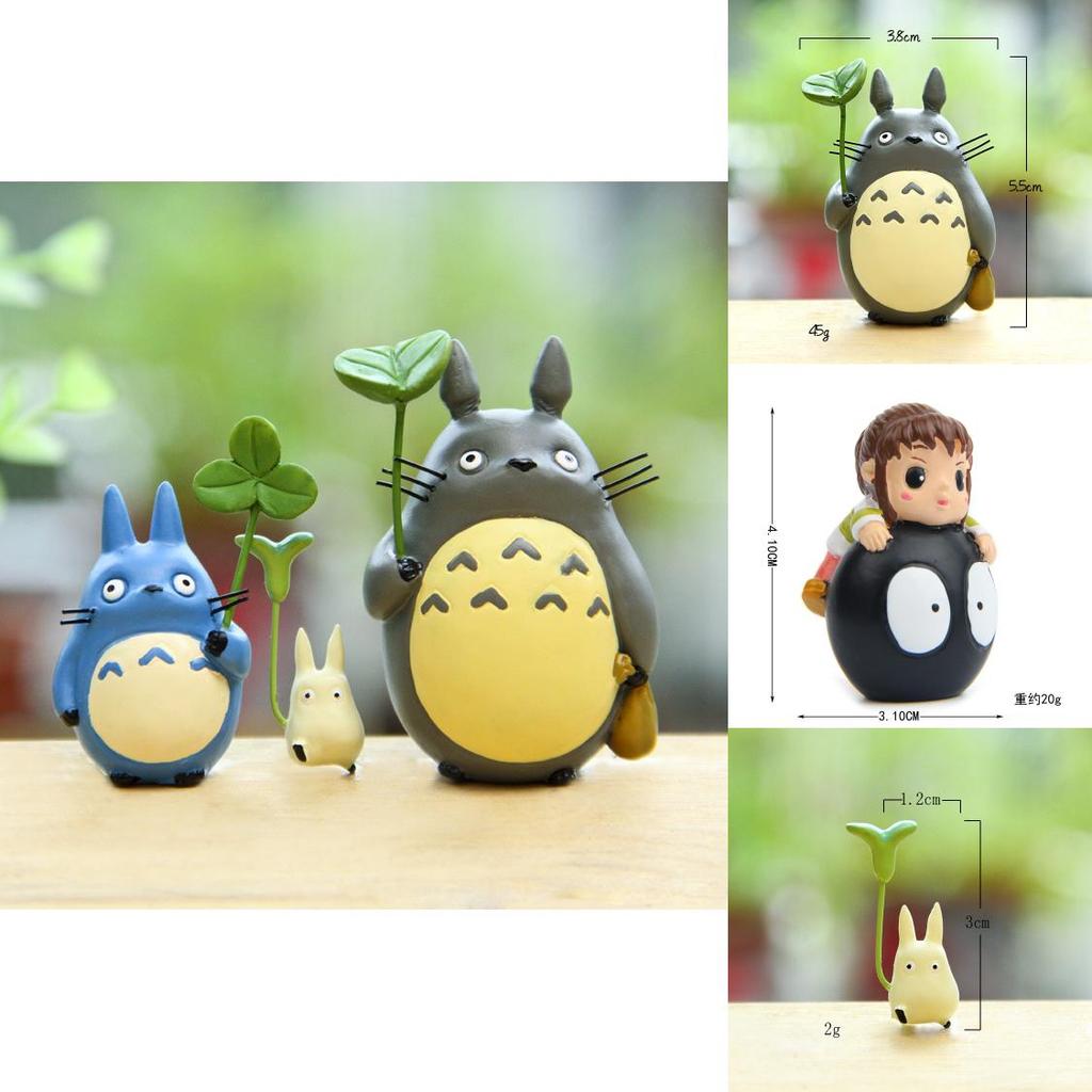 Resin Cartoon My Neighbor Totoro Miniature Garden Decor With Leaf Design For Home Office Gift