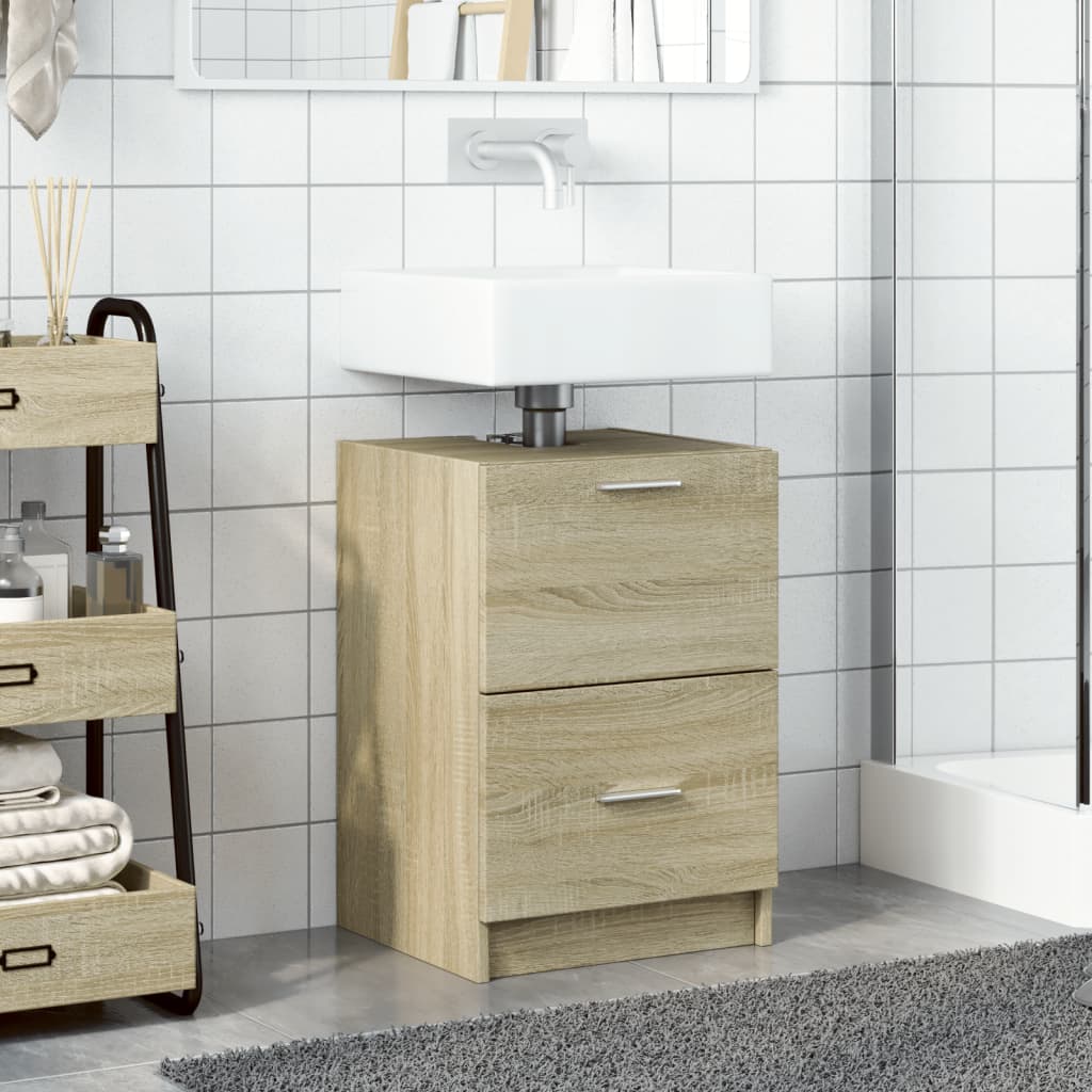 Bathroom Vanity Cabinet In Sonoma Oak Finish 40 X 37 X 59 Cm Particleboard