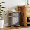 Bamboo Laundry Basket, 2 Sliding Bags, Slatted Shelf, Natural