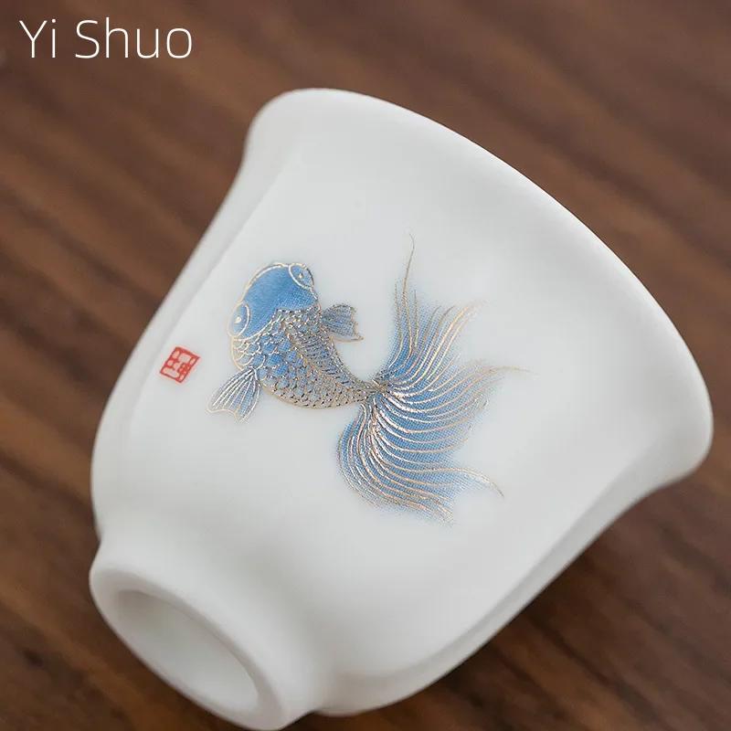 Ceramic Whiteware Tea Cup Set Kung Fu Ceramic Teacup Individual Cup Master Cup Teacup Small Ceramic Teacups