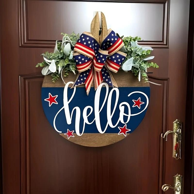 Independence Day, Wooden Door Hanging, US National Day, Home Door Decoration, Wooden, Craft Pendant