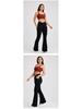 Women's High-Waisted Stretch Knit Denim Flare Pants with Pockets