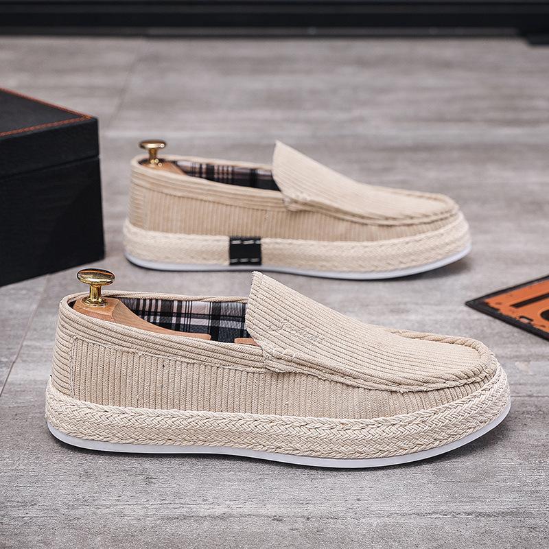 Shoes men's shoes summer one-pedal overalls single shoes soft-soled corduroy cloth shoes men's low-top breathable casual shoes men