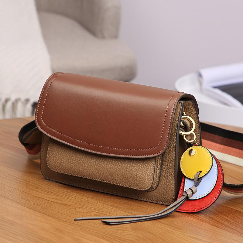 Leopard print leather women's bag generation wide shoulder strap design single shoulder messenger bag niche commuter mailman bag