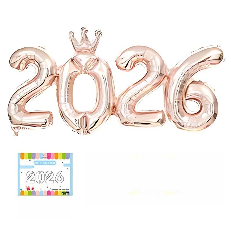 2026 Crown Number Foil Balloons for New Year Eve Party Decoration Supplies Navidad Christmas 2025 Photo Props Gifts
