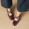 Krazing Pot Sheepskin Round Toe Thick Low Heels Spring Shoes Buckle Big Size 42 Women Mary Janes Pumps