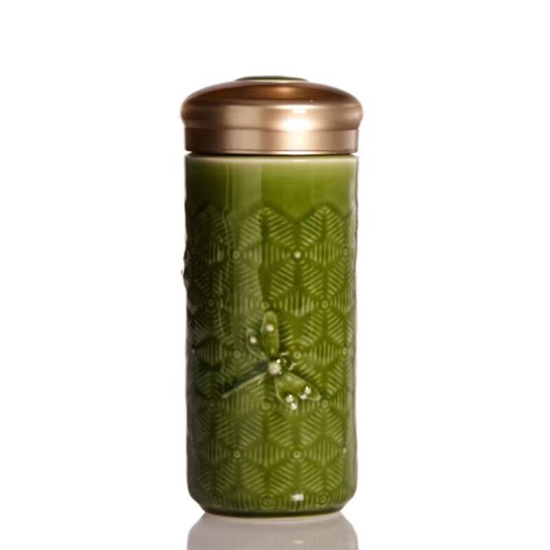 Qiántángxuān Dragonfly Handmade Living Porcelain Double-Layer Travel Mug