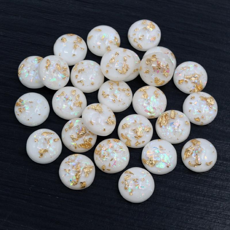 40 Stück 8mm 10mm 12mm Runde Eingebettete Metallfolie Flache Rückseite Harz Cabochons Kuppel DIY Ohrringe Schmuckherstellung Zubehör Fundstücke